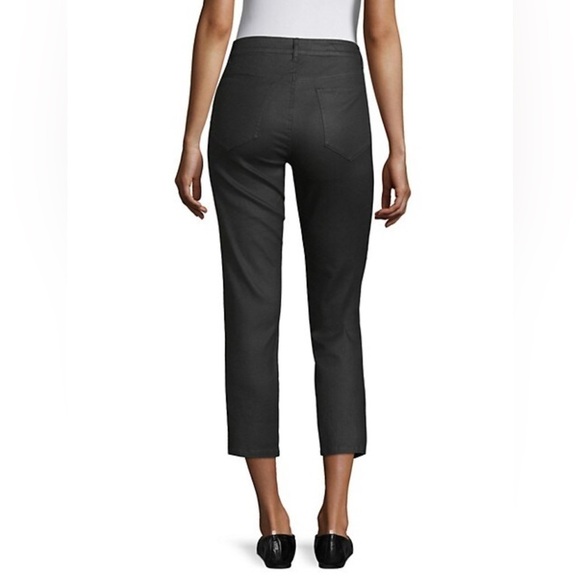 Eileen Fisher Jeans Size 8 US Black Denim Ankle Coated Stretch Pants 9" Rise - Picture 5 of 11